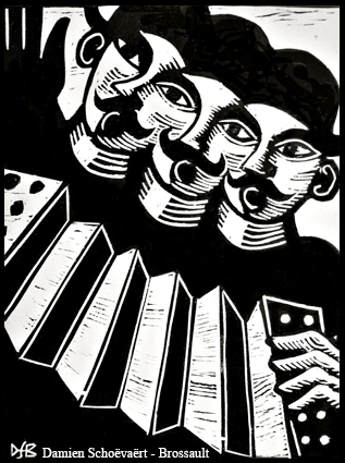 gravure de Damien Schoëvaërt-Brossault, illustrant le spectacle Un chapeau à en perdre la tête